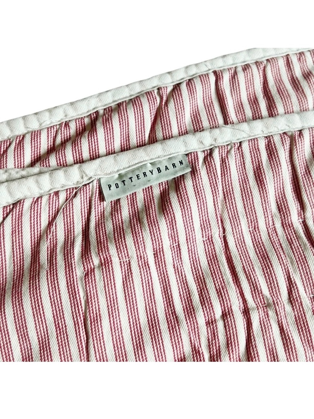 Pottery Barn Red and Cream Striped Quilted Throw - Picture 4 of 4